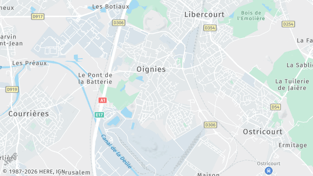 Carte de la zone d'intervention à Oignies
