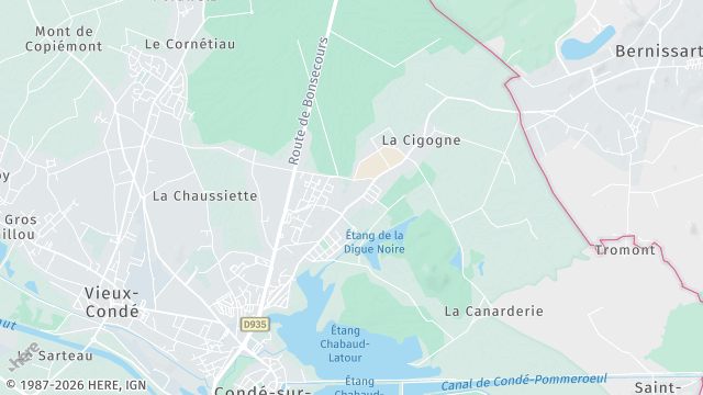 Carte de la zone d'intervention à Condé-sur-l'Escaut