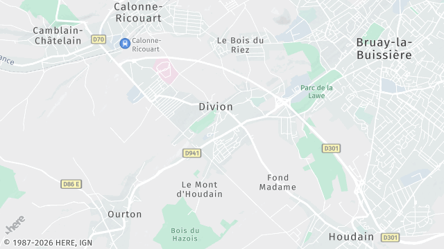 Carte de la zone d'intervention à Divion