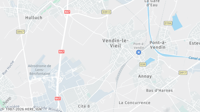 Carte de la zone d'intervention à Vendin-le-Vieil