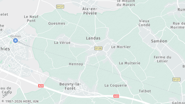 Carte de la zone d'intervention à Landas