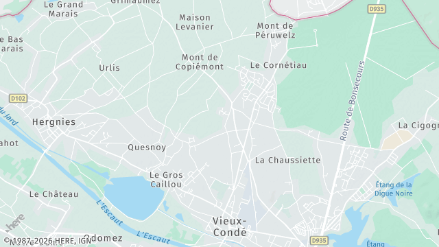 Carte de la zone d'intervention à Vieux-Condé