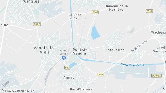 Carte de la zone d'intervention à Pont-à-Vendin