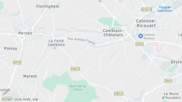 Carte de la zone d'intervention à Camblain-Châtelain