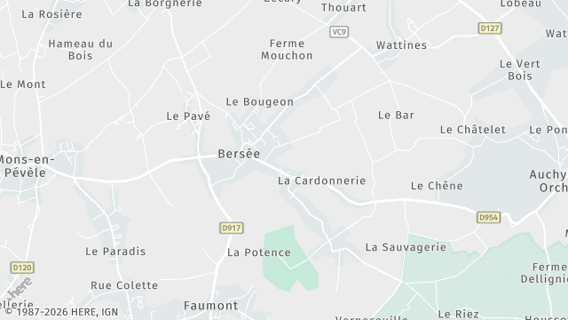 Carte de la zone d'intervention à Bersée