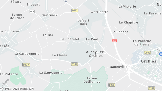 Carte de la zone d'intervention à Auchy-lez-Orchies