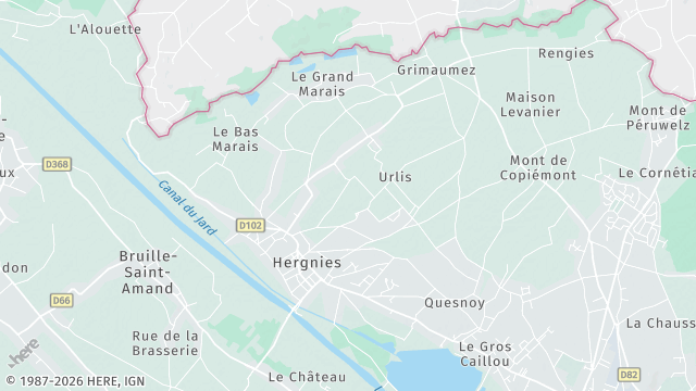 Carte de la zone d'intervention à Hergnies