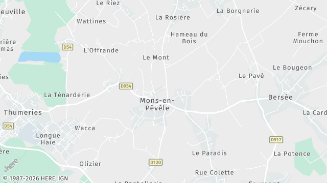 Carte de la zone d'intervention à Mons-en-Pévèle