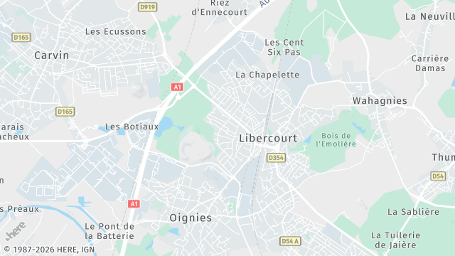 Carte de la zone d'intervention à Libercourt