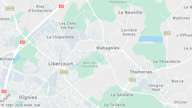Carte de la zone d'intervention à Wahagnies