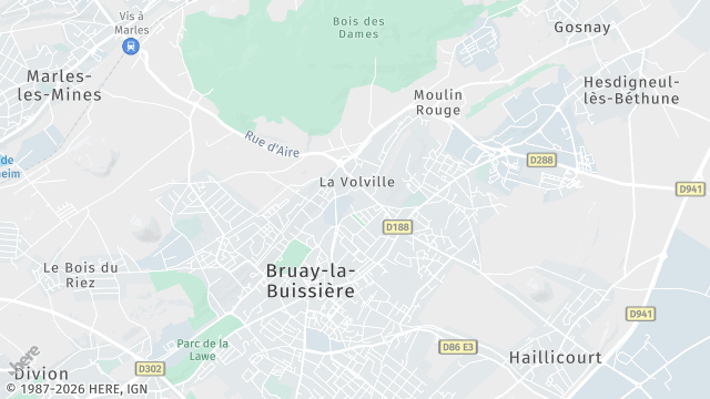 Carte de la zone d'intervention à Bruay-la-Buissière