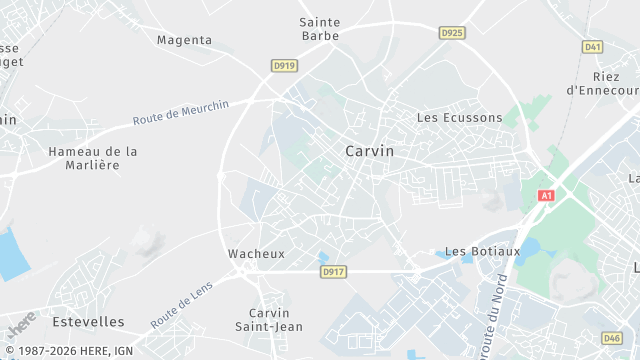 Carte de la zone d'intervention à Carvin
