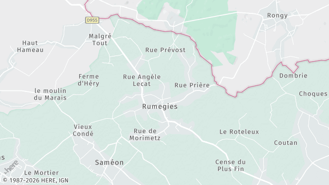 Carte de la zone d'intervention à Rumegies