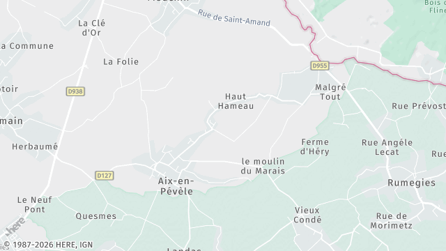 Carte de la zone d'intervention à Aix-en-Pévèle