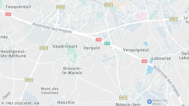 Carte de la zone d'intervention à Verquin