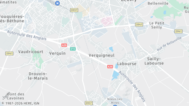 Carte de la zone d'intervention à Verquigneul