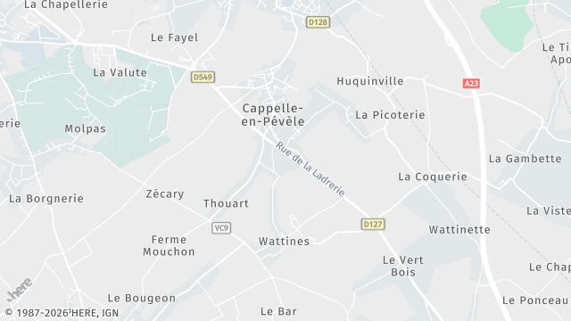 Carte de la zone d'intervention à Cappelle-en-Pévèle