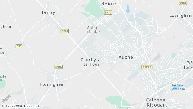 Carte de la zone d'intervention à Cauchy-à-la-Tour