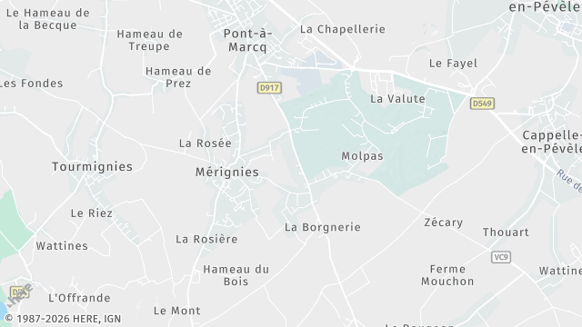 Carte de la zone d'intervention à Mérignies