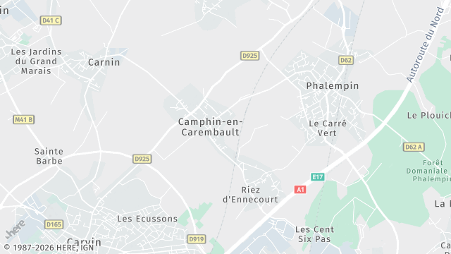 Carte de la zone d'intervention à Camphin-en-Carembault