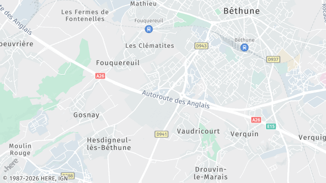 Carte de la zone d'intervention à Fouquières-lès-Béthune