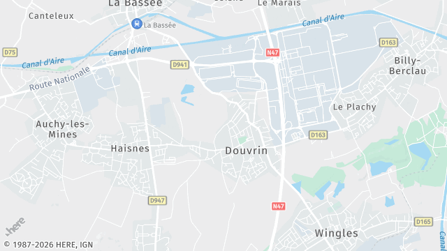 Carte de la zone d'intervention à Douvrin