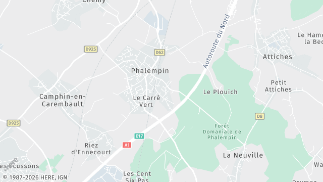 Carte de la zone d'intervention à Phalempin