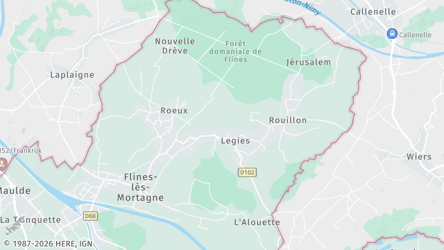 Carte de la zone d'intervention à Flines-lès-Mortagne