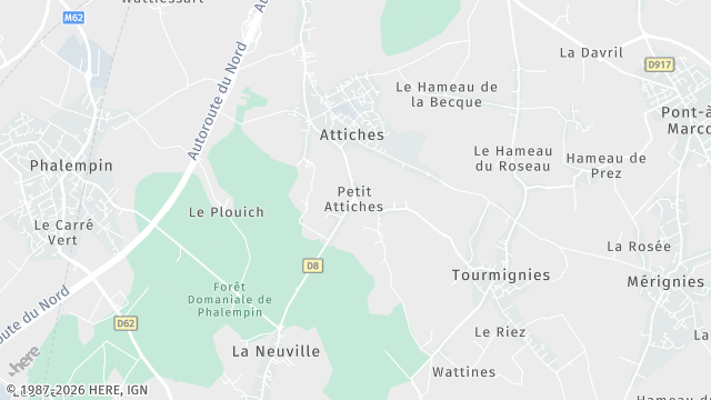 Carte de la zone d'intervention à Attiches
