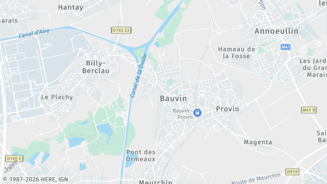 Carte de la zone d'intervention à Bauvin
