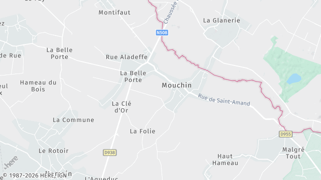 Carte de la zone d'intervention à Mouchin