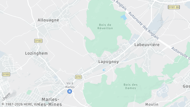 Carte de la zone d'intervention à Lapugnoy