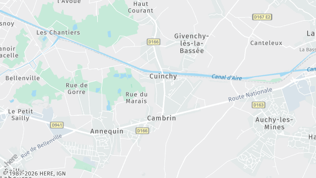 Carte de la zone d'intervention à Cuinchy