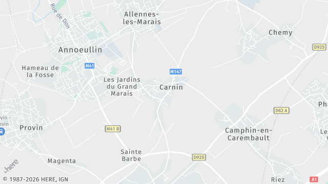 Carte de la zone d'intervention à Carnin