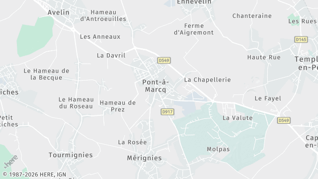 Carte de la zone d'intervention à Pont-à-Marcq