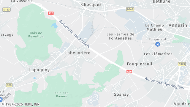 Carte de la zone d'intervention à Labeuvrière