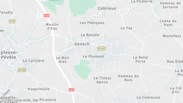 Carte de la zone d'intervention à Genech