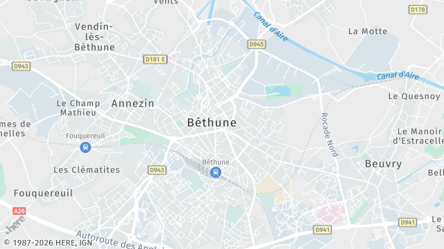 Carte de la zone d'intervention à Béthune