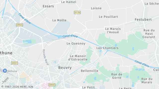 Carte de la zone d'intervention à Beuvry