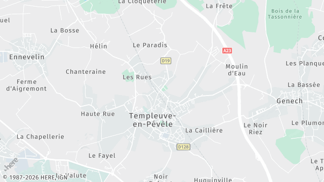 Carte de la zone d'intervention à Templeuve-en-Pévèle