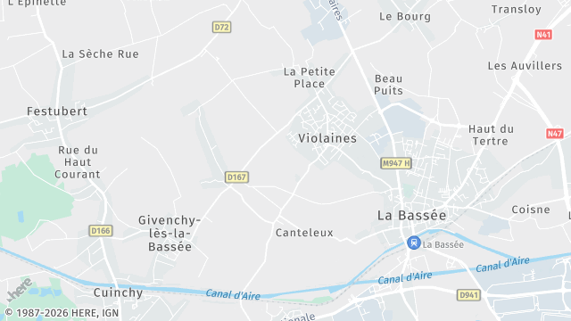 Carte de la zone d'intervention à Violaines