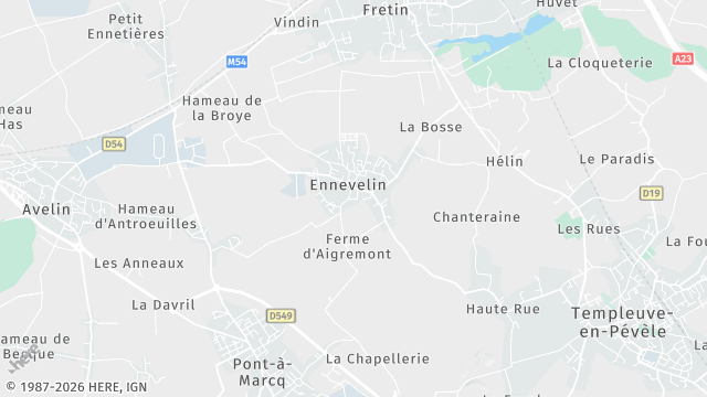 Carte de la zone d'intervention à Ennevelin