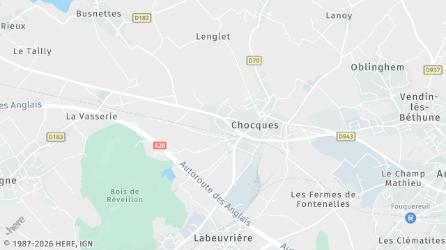 Carte de la zone d'intervention à Chocques