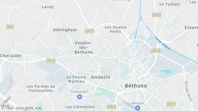 Carte de la zone d'intervention à Annezin