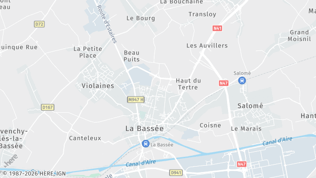 Carte de la zone d'intervention à La Bassée