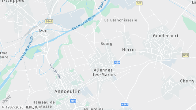 Carte de la zone d'intervention à Allennes-les-Marais