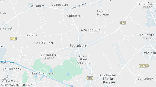Carte de la zone d'intervention à Festubert