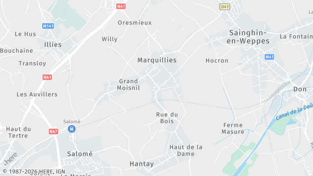 Carte de la zone d'intervention à Marquillies