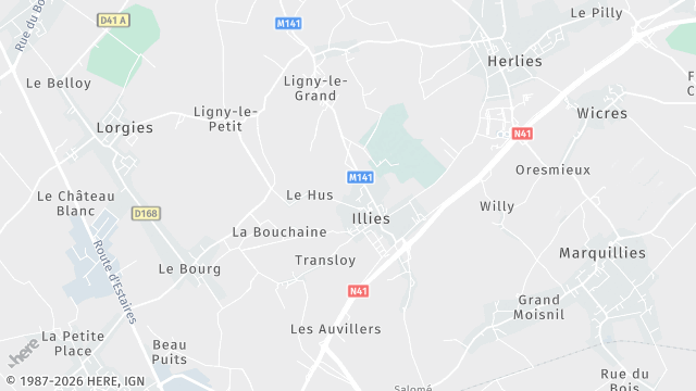 Carte de la zone d'intervention à Illies