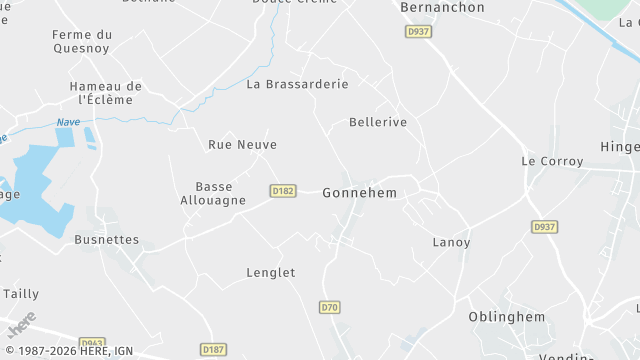 Carte de la zone d'intervention à Gonnehem